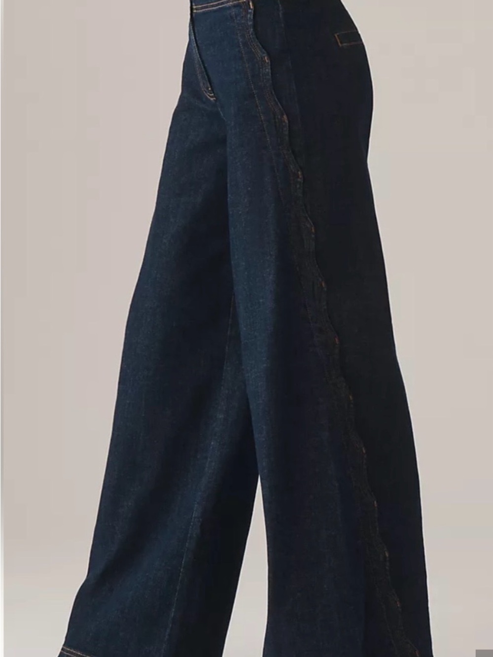 Maeve Scalloped Dark Indigo Wide-Leg Jeans - Picture 2 of 6